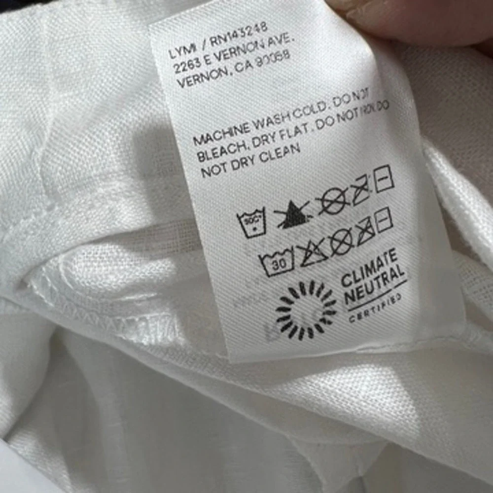 NWT Reformation Mason Linen Pants Pleated Wide Leg Linen Pants Women's 16 White